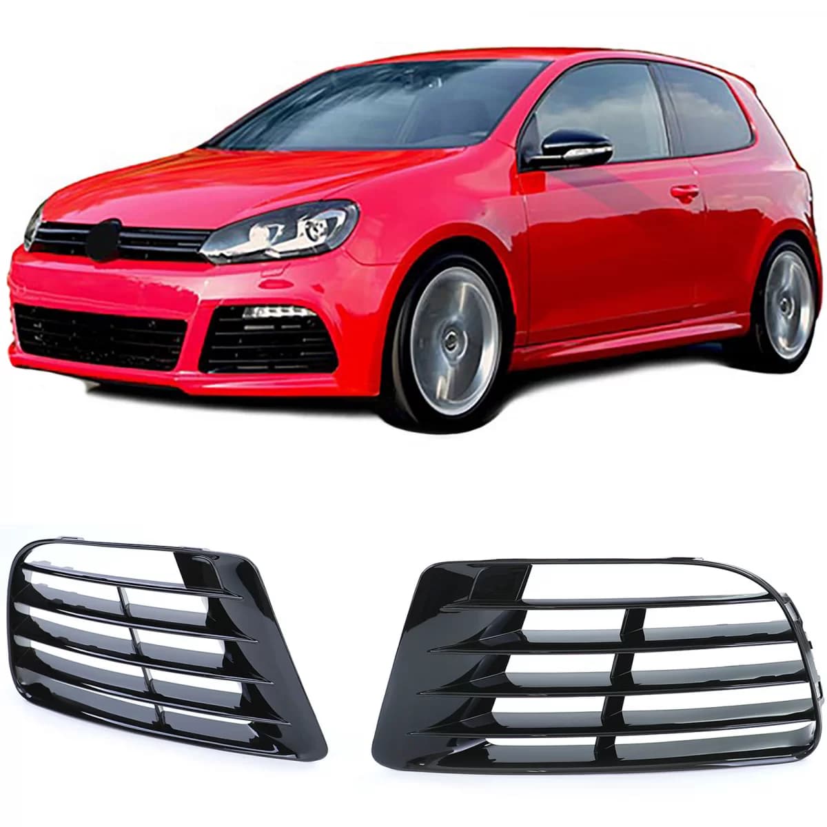 Black ventilation grille covers for R20 bumper pair for VW Golf 6 5K1 09-13