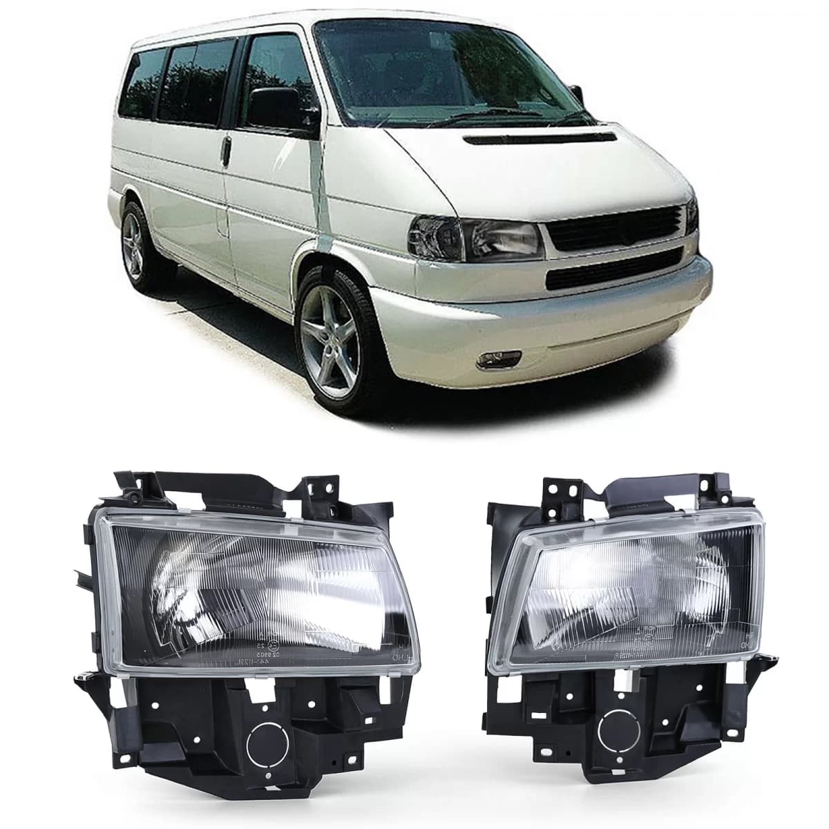 Headlights Black Smoke Pair for VW Bus T4 Caravelle Multivan 96-03