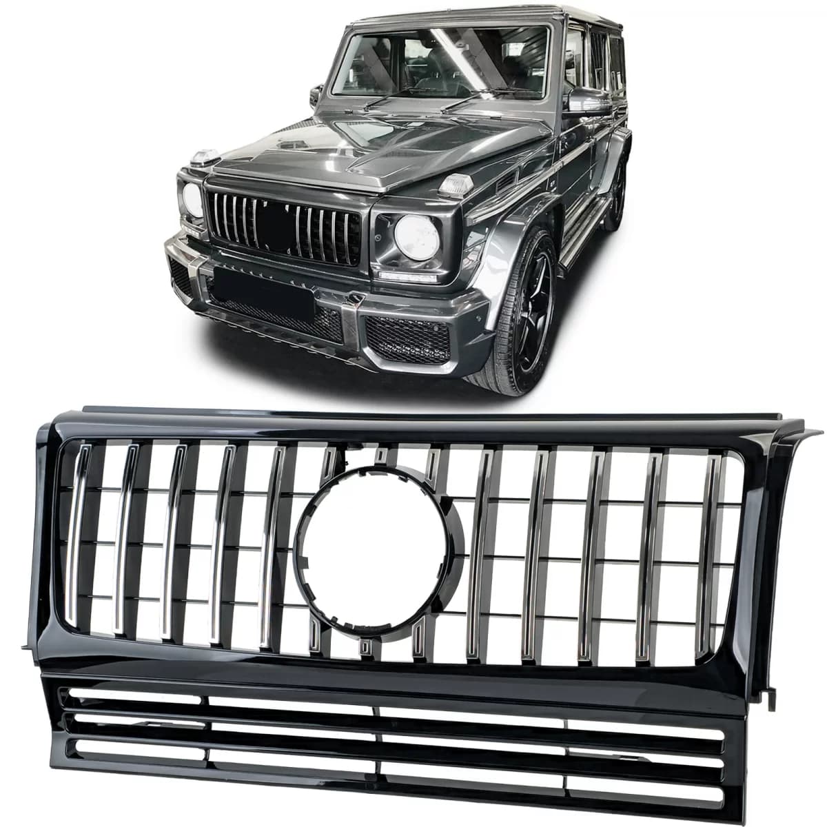 Sport grille black gloss chrome for Mercedes G-Class W463 90-18