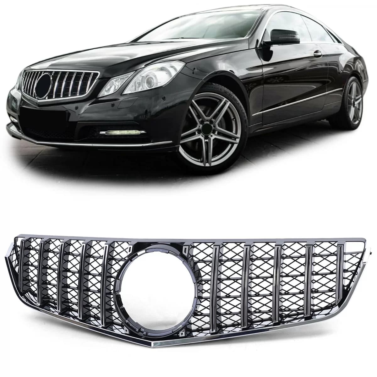 Sport grille black chrome for Mercedes E Coupe C207 Cabrio A207 2009-2013