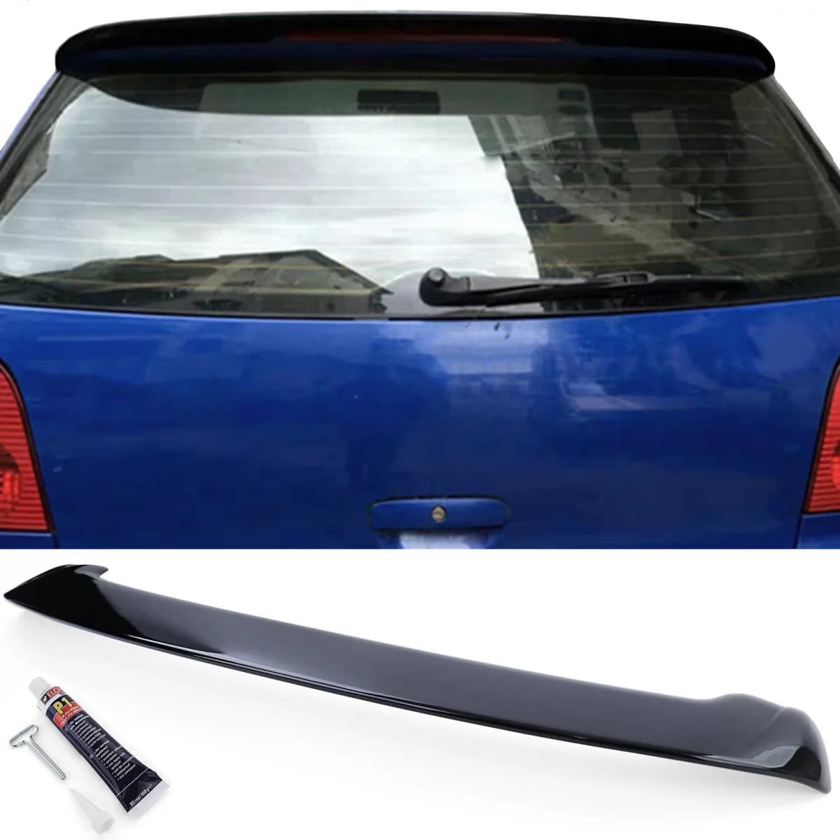 Rear spoiler roof spoiler black gloss for VW Polo 4 9N 9N3 01-09