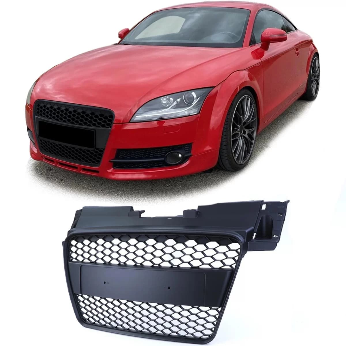 Honeycomb radiator grille without emblem matte black for Audi TT 8J pre-facelift 06-10