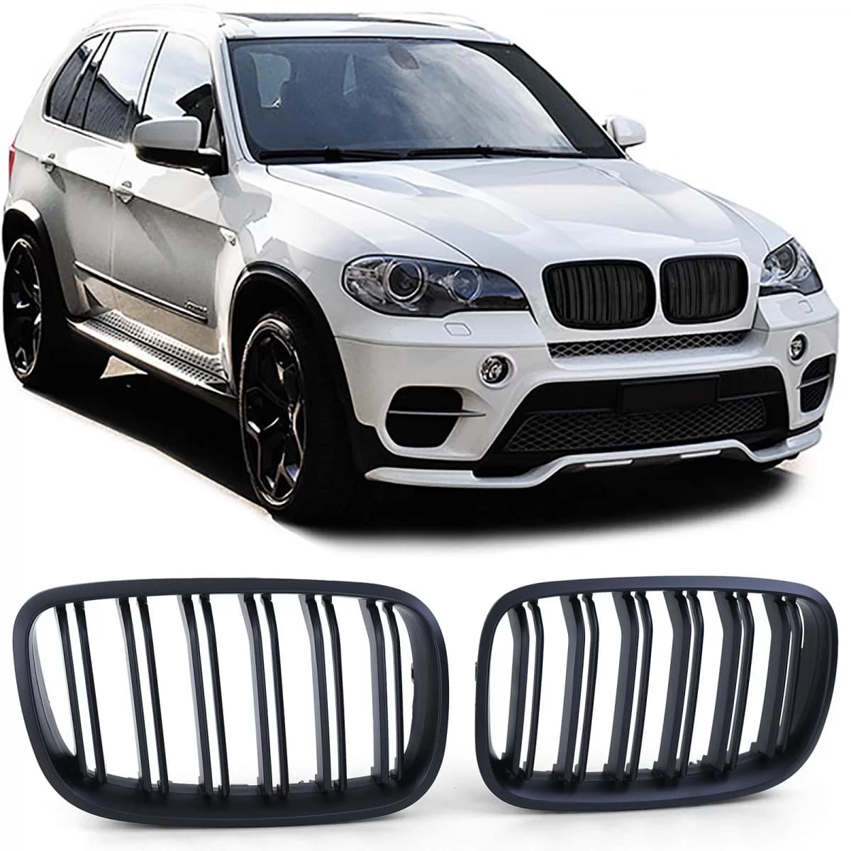 Double slat kidney grille performance black for BMW X5 E70 X6 E71 from 2006