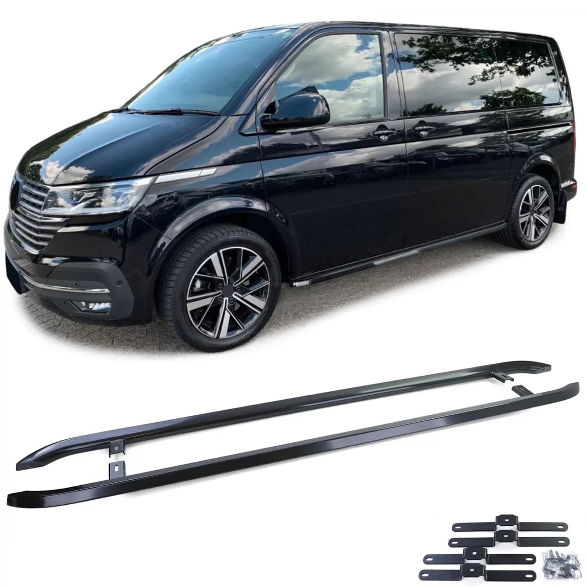 Side steps side bars stainless steel black for VW T5 T6 T6.1 short wheelbase