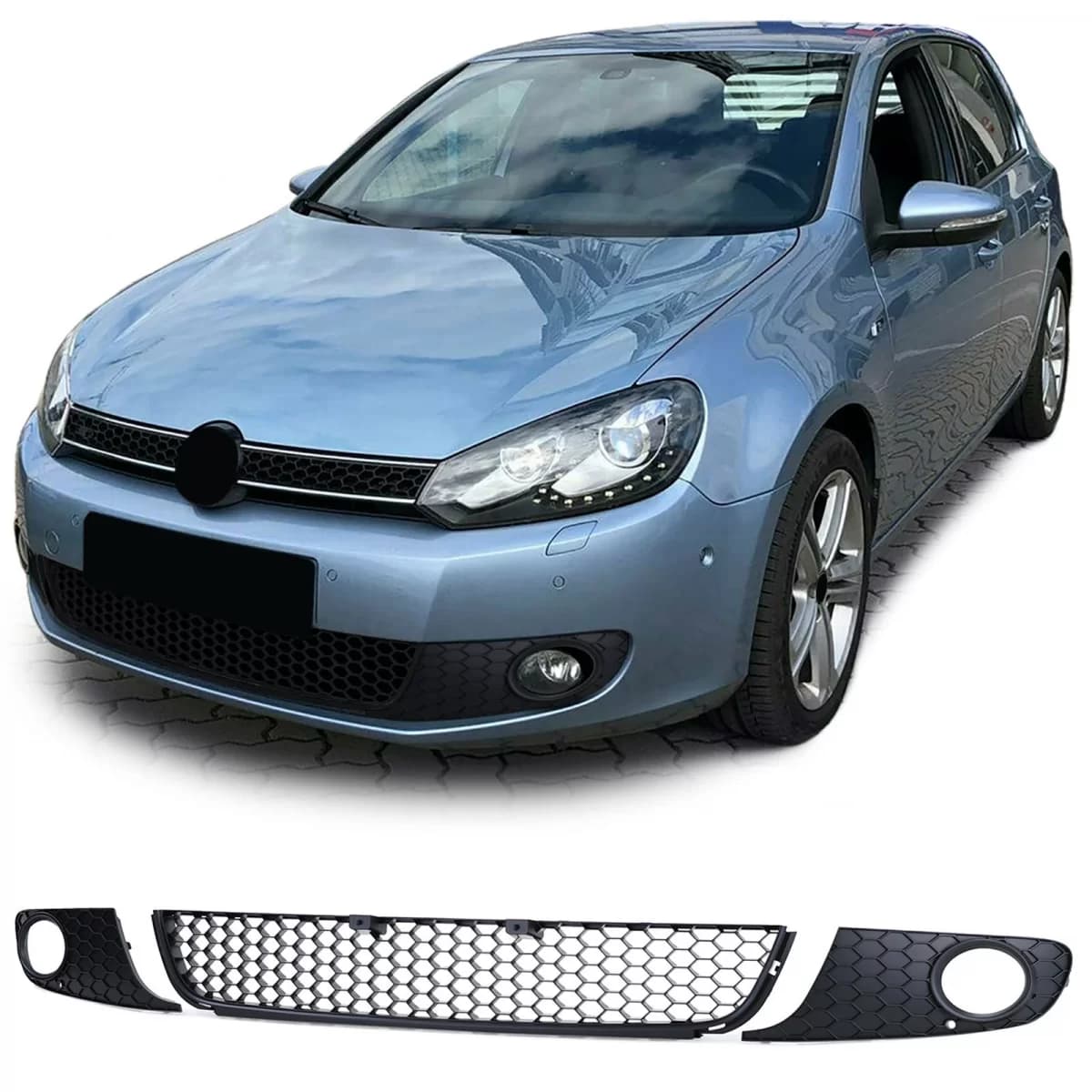 Bumper grille with fog light covers Sport design for VW Golf 6 08-13