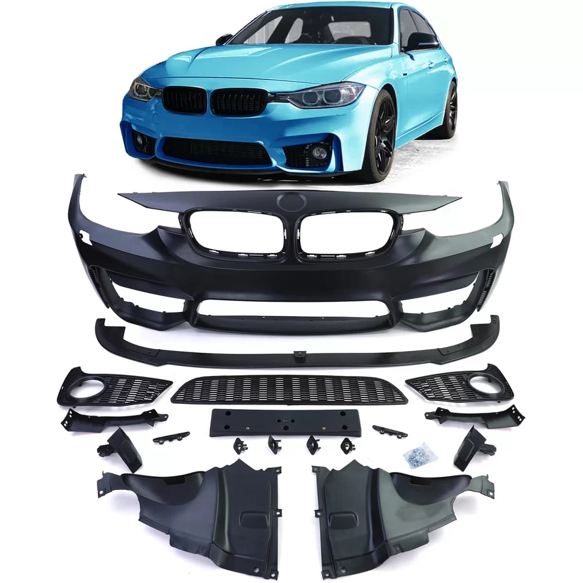 Sport front bumper + spoiler blade suitable for BMW 3 Series F30 F31 F80 11-19