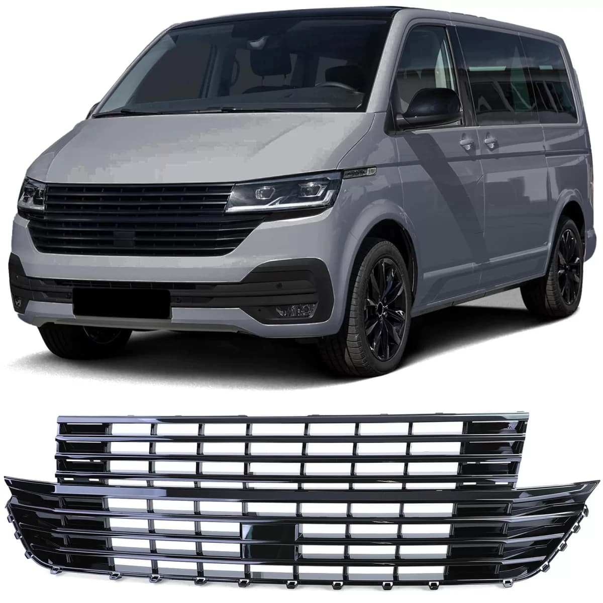 Radiator grille without emblem black gloss for VW T6.1 Bus+Transporter facelift from 19