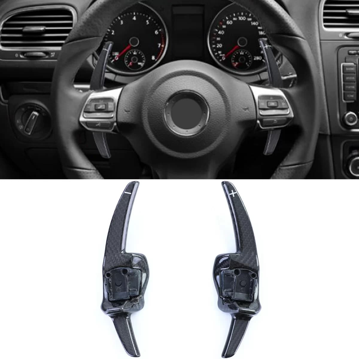 Real carbon shift paddles replacement set for VW Golf 6 08-12