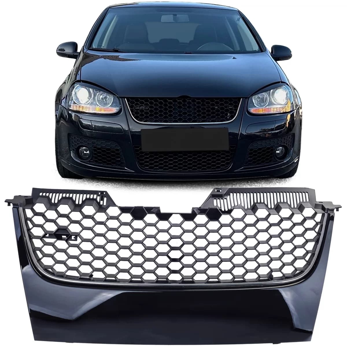 Sport honeycomb radiator grille without emblem with chrome trim for VW Golf 5 GTI 03-09
