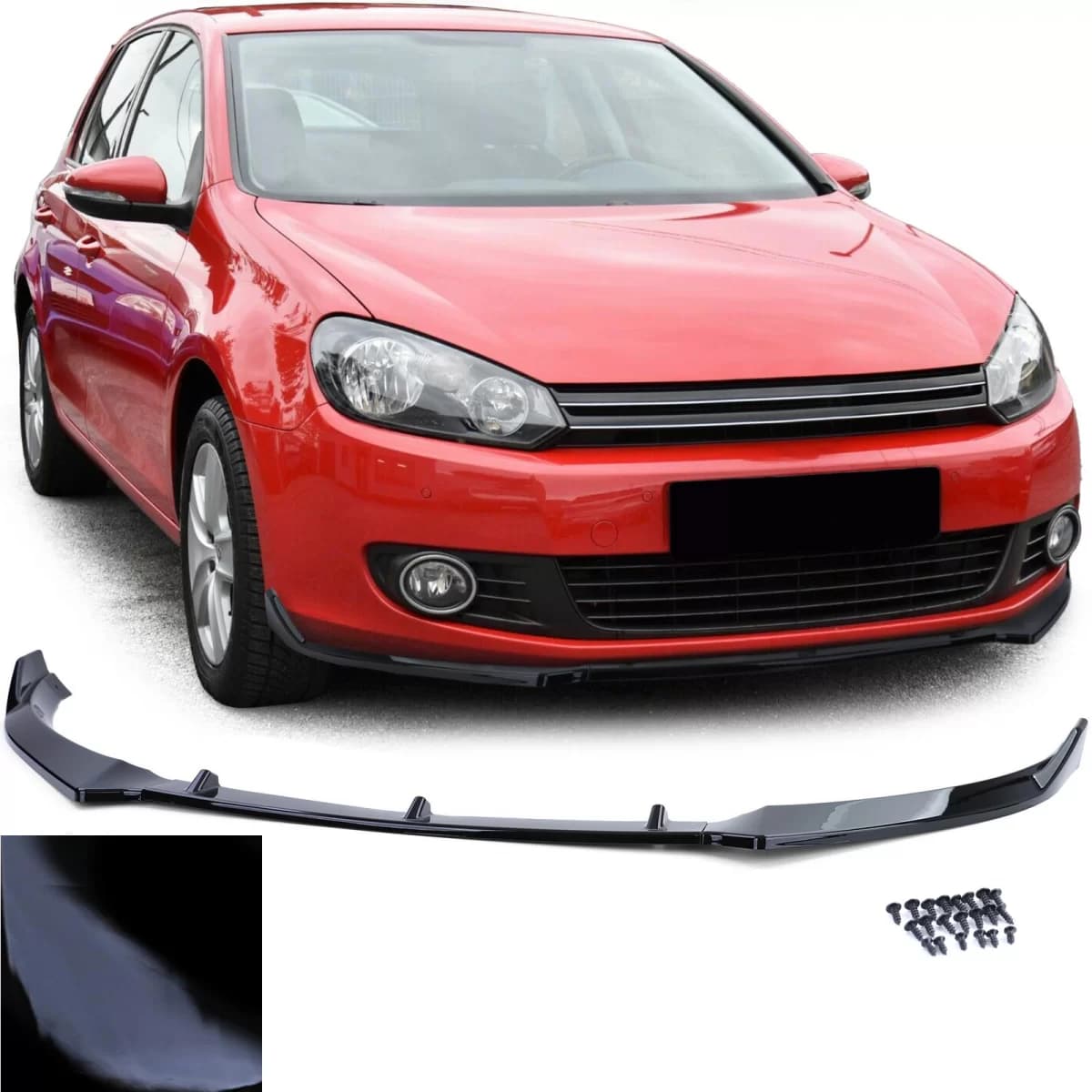 Front Spoiler Lip Sport Performance Gloss Black for VW Golf 6 2008-2012