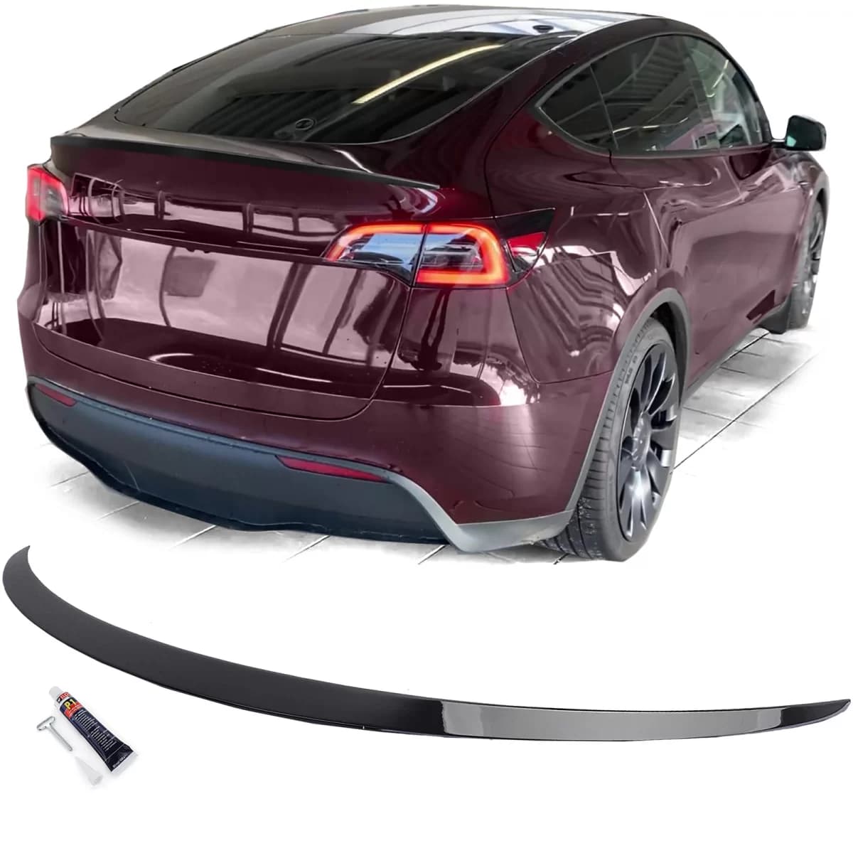 Performance rear spoiler lip gloss black fits Tesla Model Y from 2019