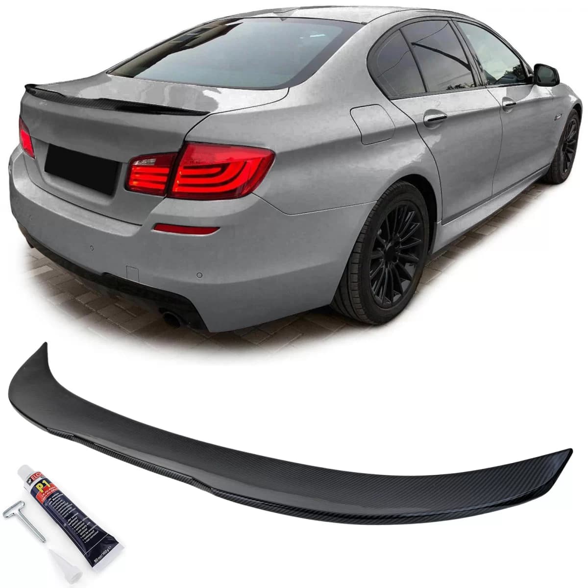 Rear spoiler lip ducktail carbon look suitable for 5 Series BMW F10 sedan 09-17