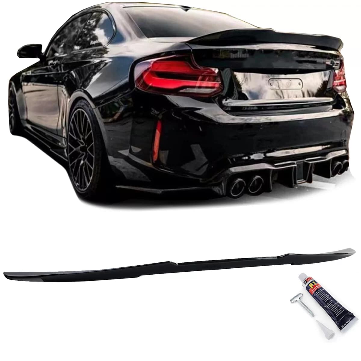 Ducktail rear spoiler black gloss suitable for 2 Series BMW F22 Coupe 2013-2022