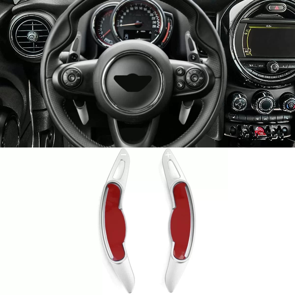 Paddle shifter extension aluminum silver fits Mini Clubman F54 Countryman F60