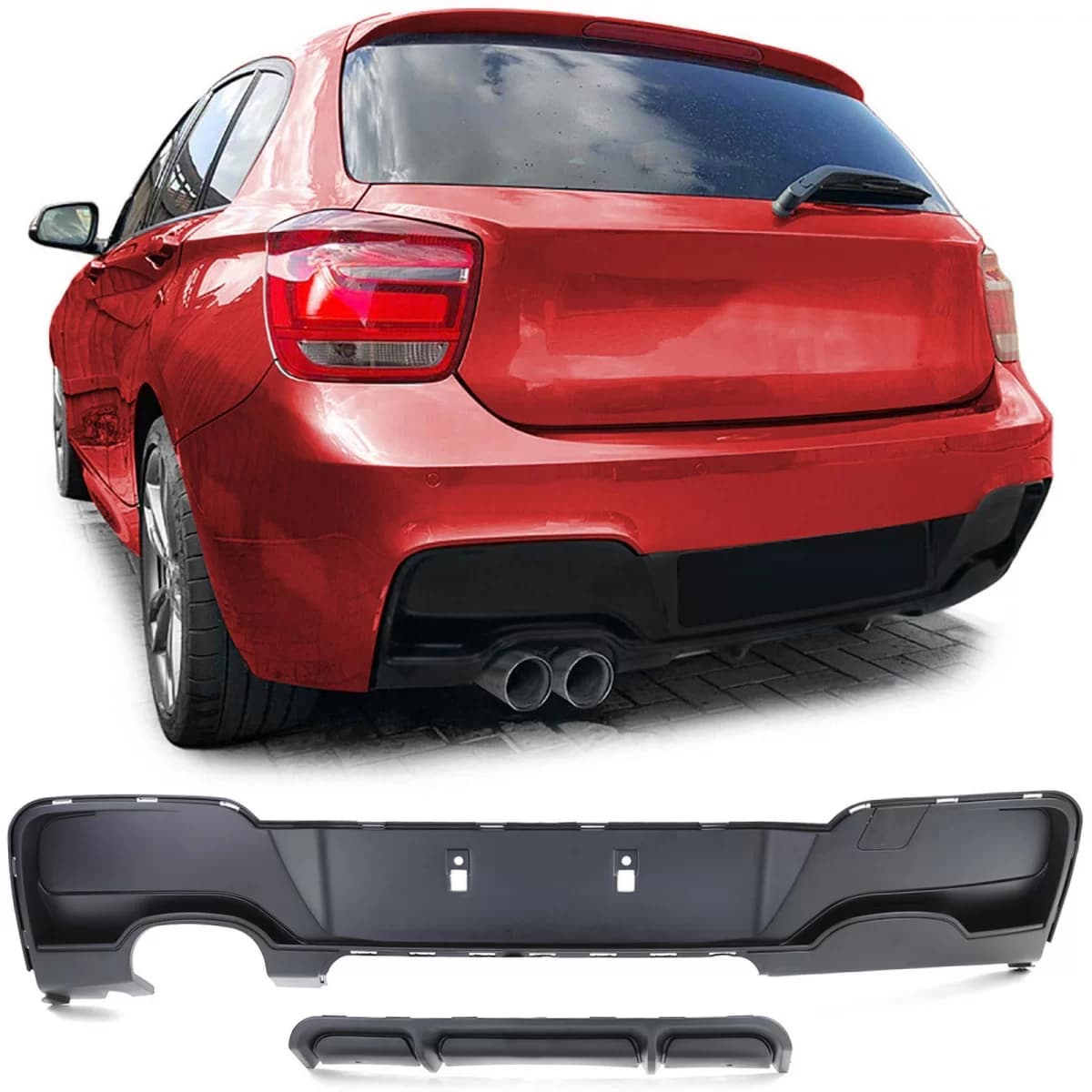 Rear diffuser Performance black matt suitable for BMW 1 Series F20 F21 120 125 11-15