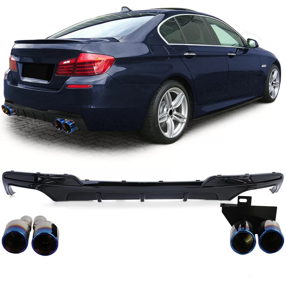Rear diffuser conversion + titanium tailpipes fits BMW F10 F11 520 523 525 528 530
