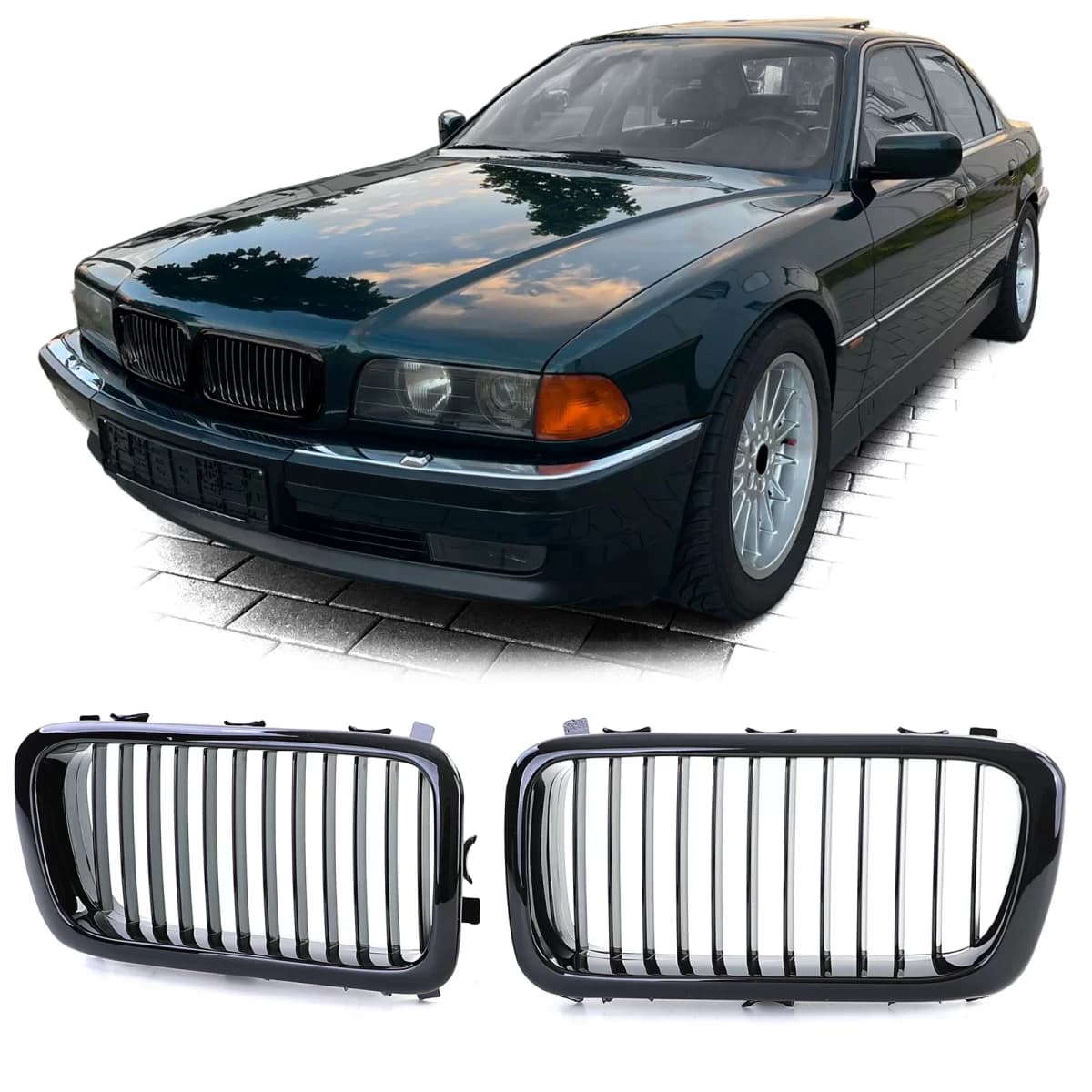 Sport front grille gloss black for 7 Series BMW E38 1994-2001