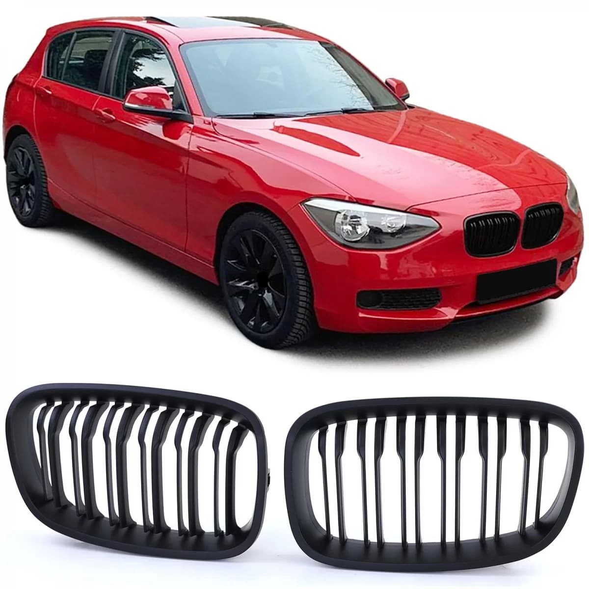 Sport double-slat performance matte front grille suitable for 1 Series BMW F20 F21 10-14