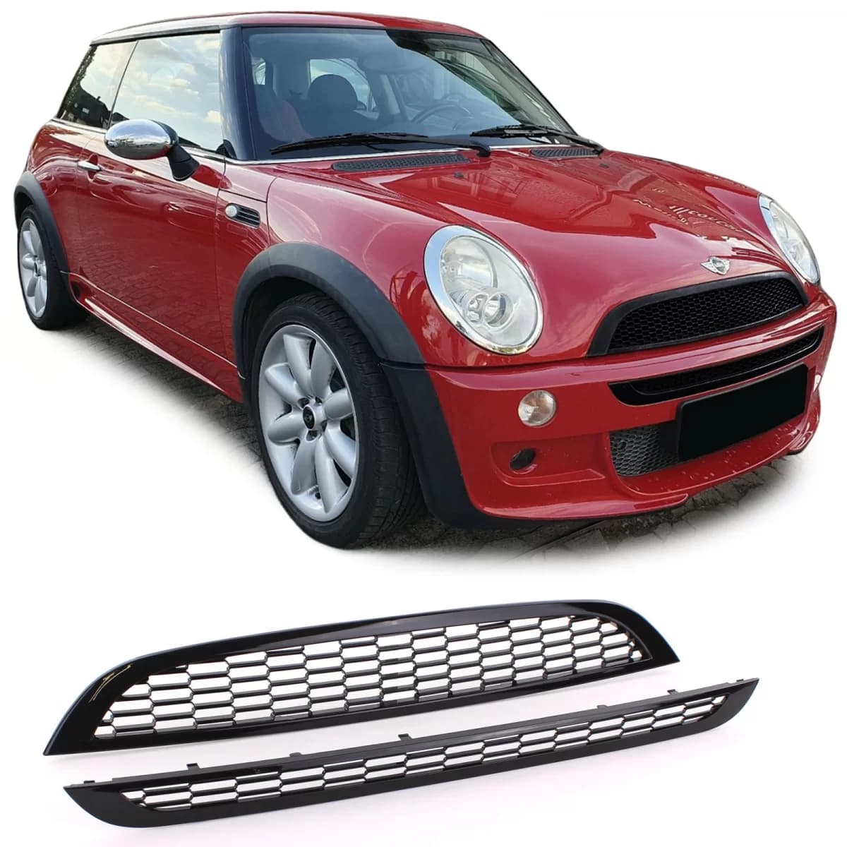 Sport grille set for hood + bumper for Mini R50 R53 One Cooper 01-06