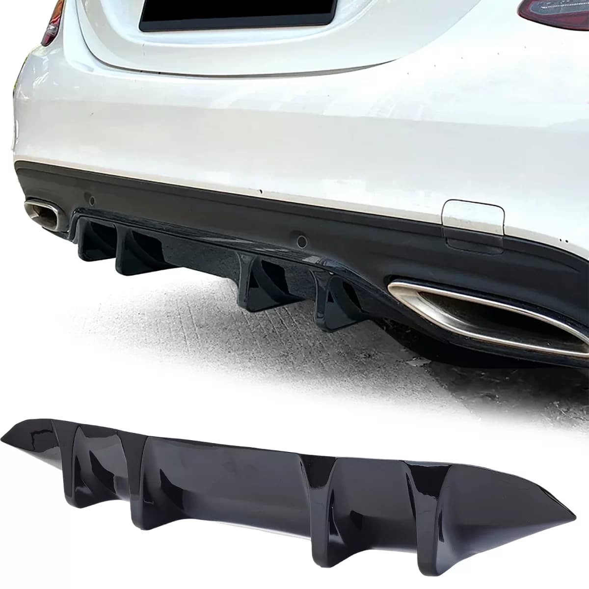 Sport rear diffuser extension fits AMG-Line bumper Mercedes C W205 18-21