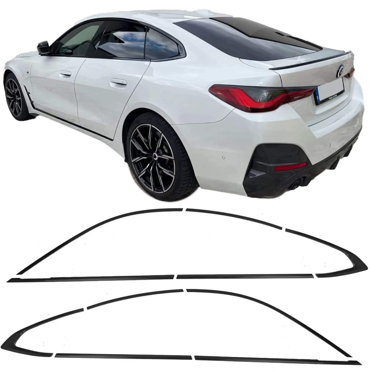 Shadow Line trim strips set gloss black for 4 Series BMW G26 Gran Coupe