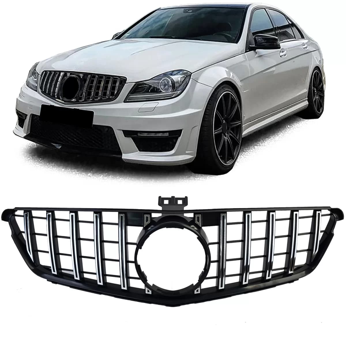 Sport grille black gloss chrome for Mercedes C-Class W204 S204 C204