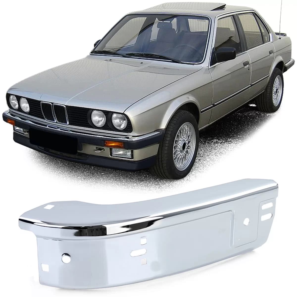 Front bumper chrome corner left suitable for 3 Series BMW E30 82-87