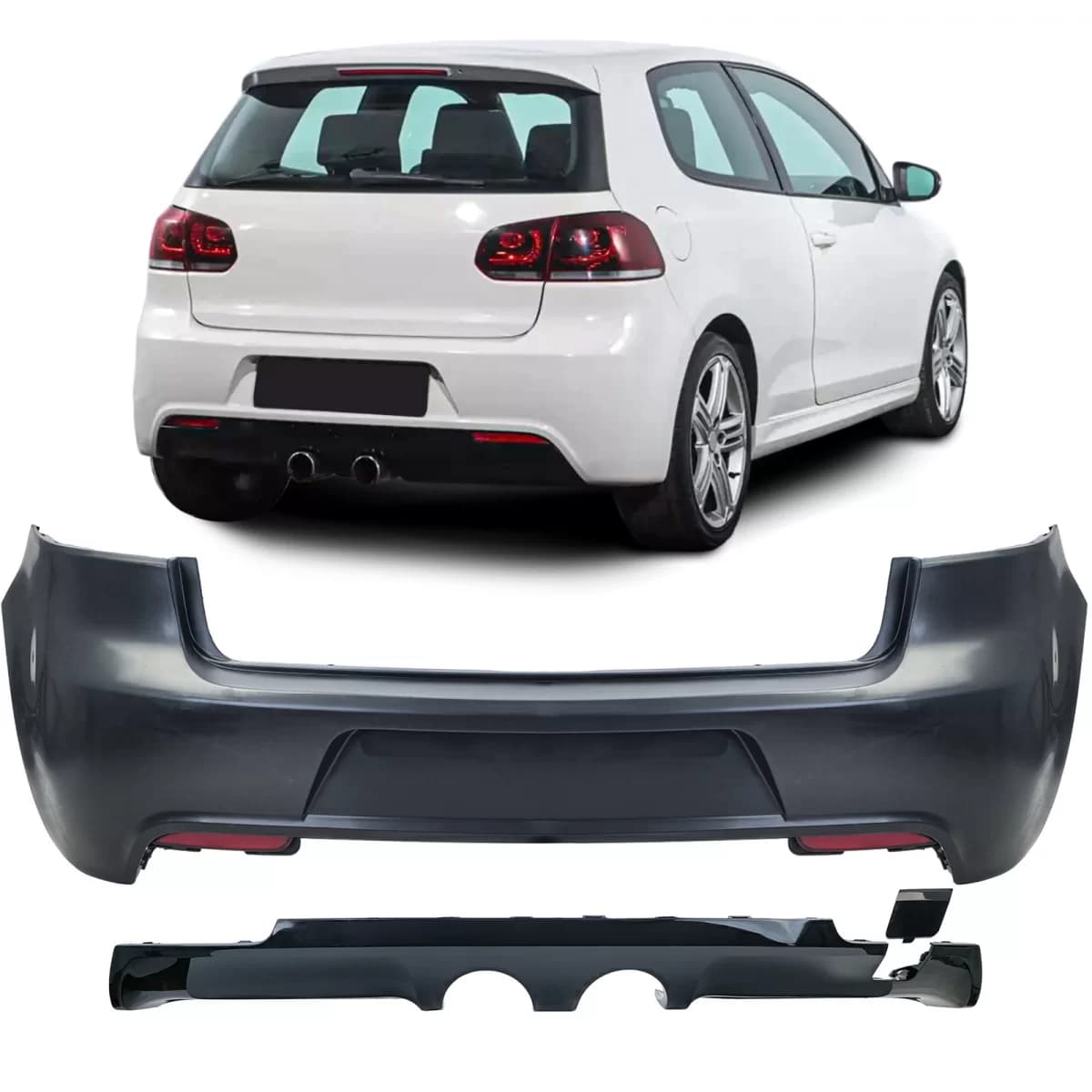 Sport rear bumper with diffuser fits VW Golf 6 R20 2008-2013