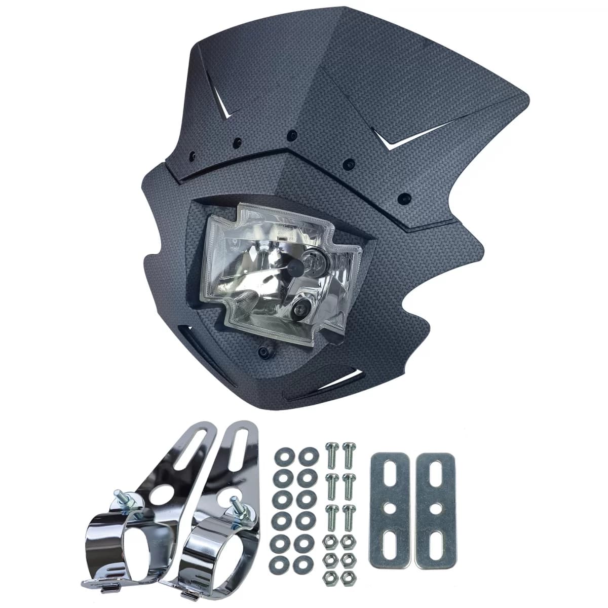 Motorcycle Universal Headlight Mask Gothic incl. Headlight in Carbon Look