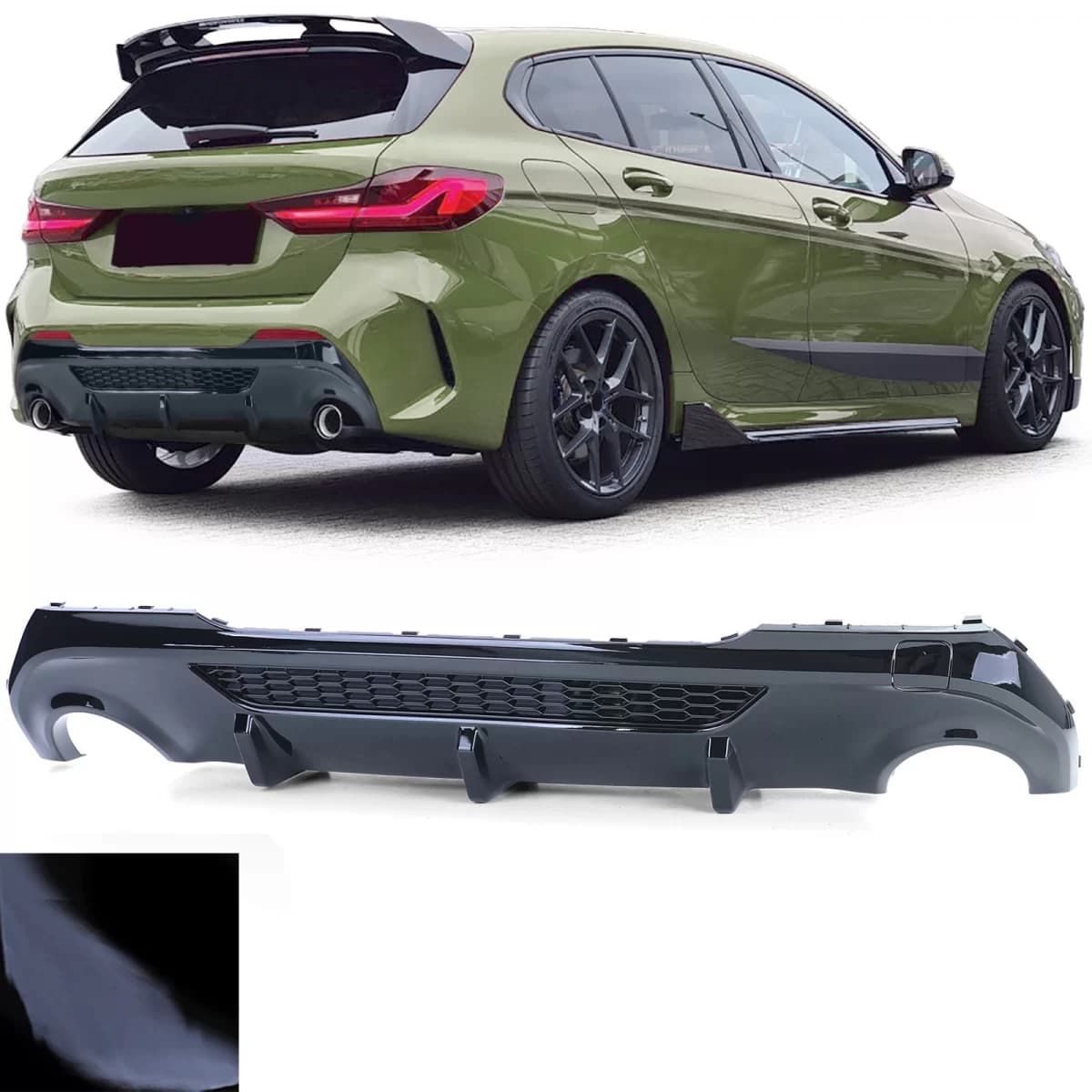 Rear diffuser Performance black gloss suitable for 1 Series BMW F40 118d 120d 128ti