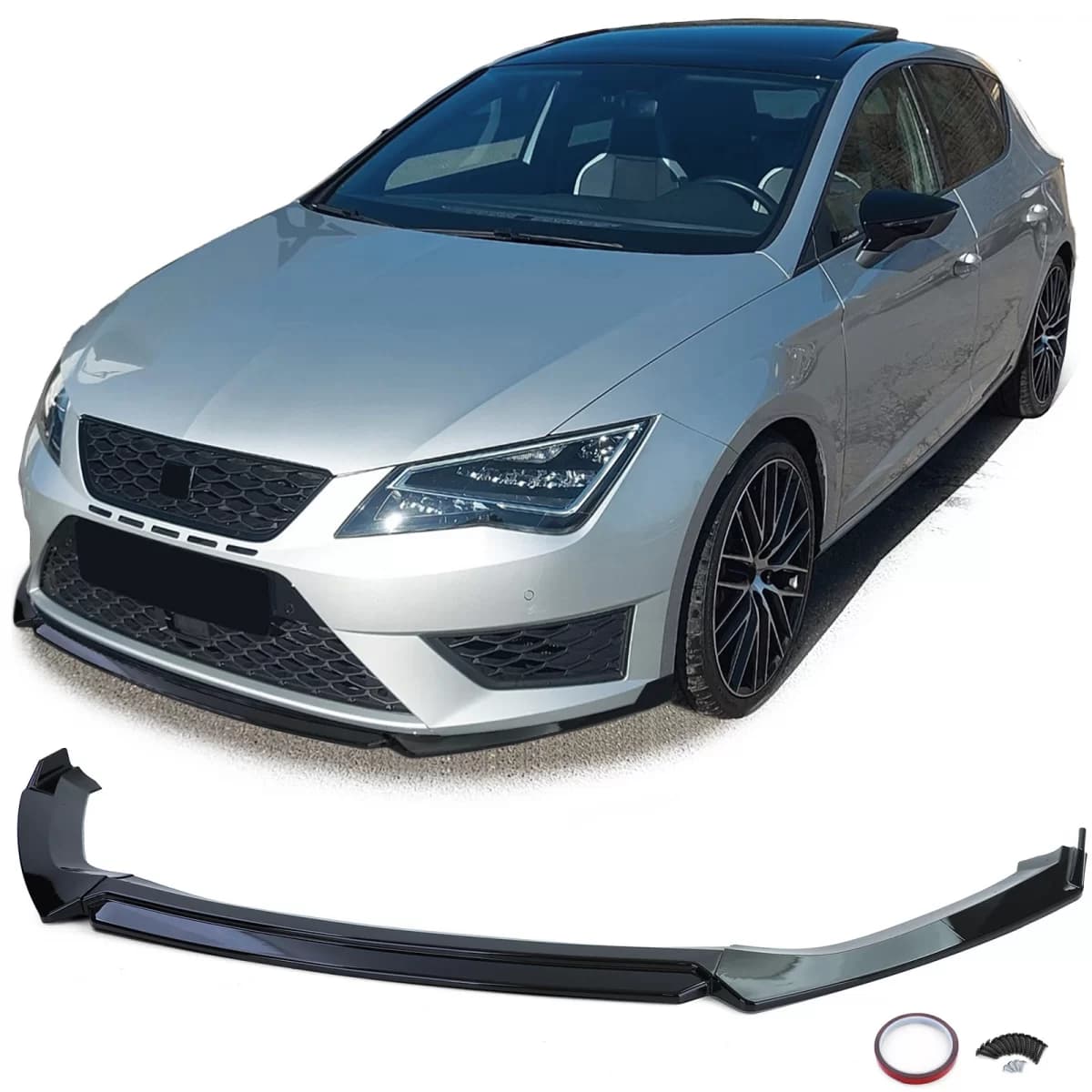 Front Spoiler Lip Performance Gloss Black for Seat Leon 5F Cupra 12-20