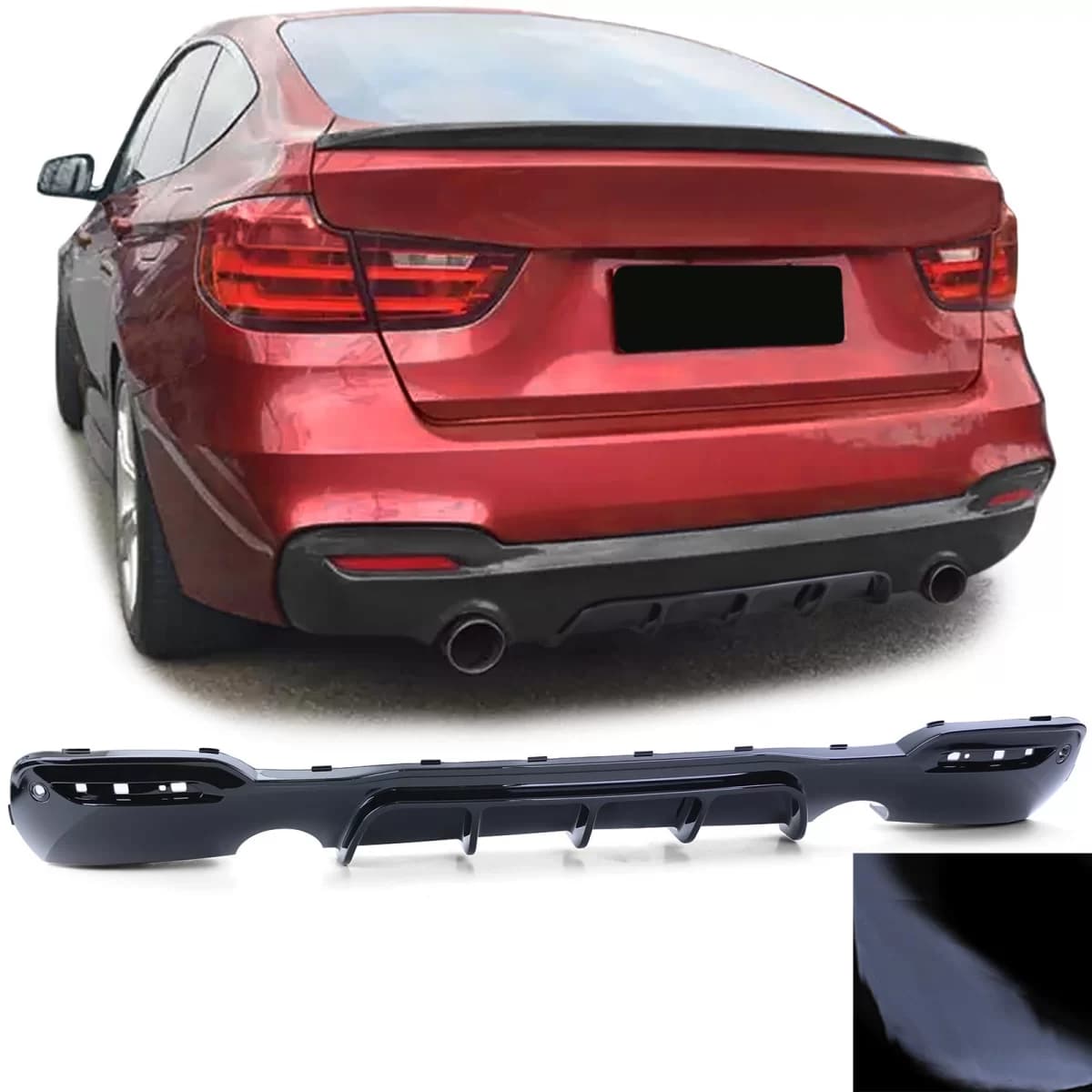 Rear diffuser Performance black gloss suitable for 3 Series BMW GT F34 340i