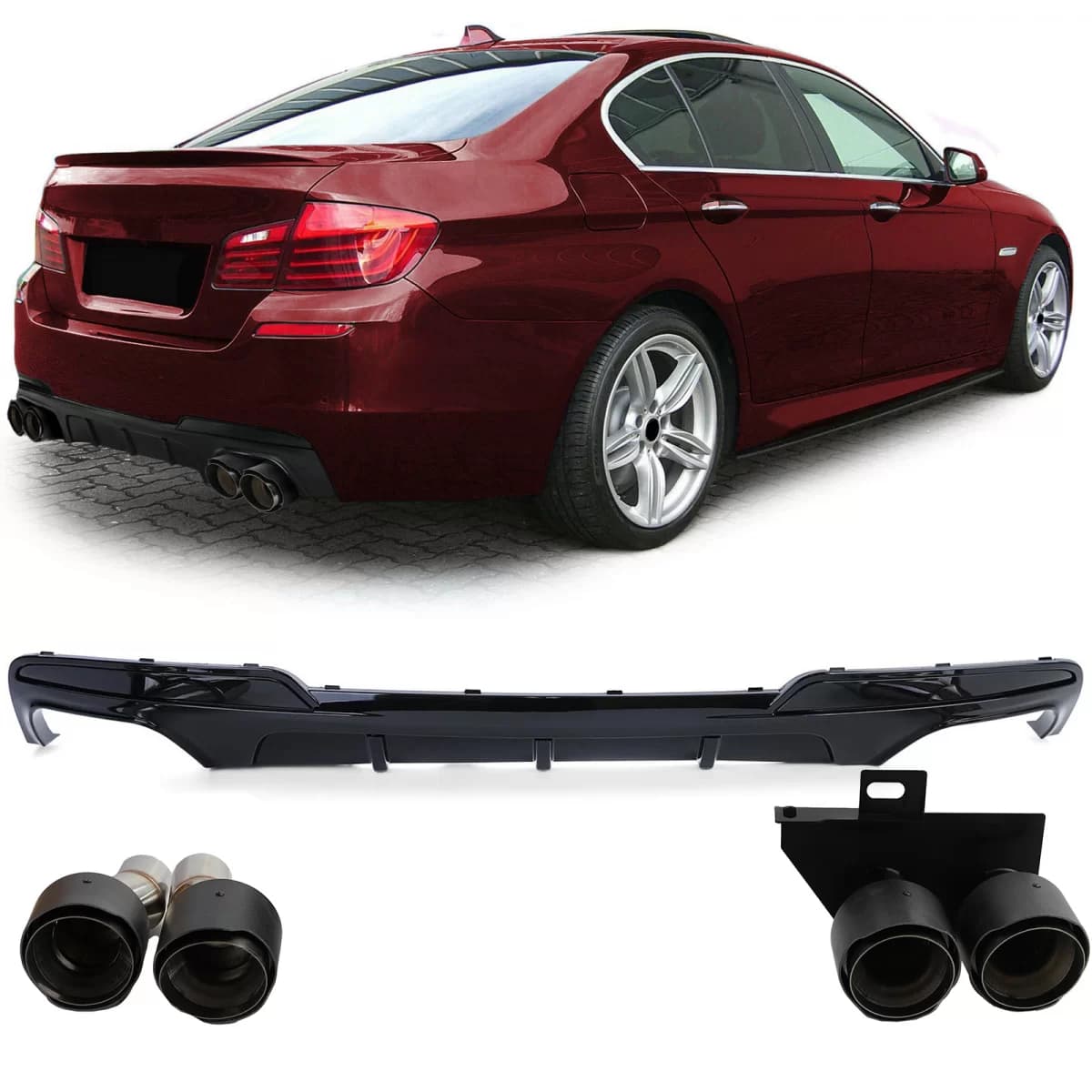 Rear diffuser conversion + carbon tailpipes fits BMW F10 F11 520 523 525 528 530