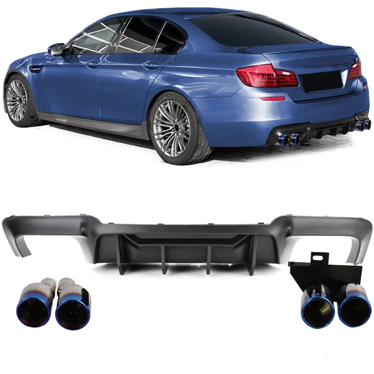 Rear diffuser conversion + titanium tailpipes for 5 Series BMW F10 F11 520 523 525 528 530