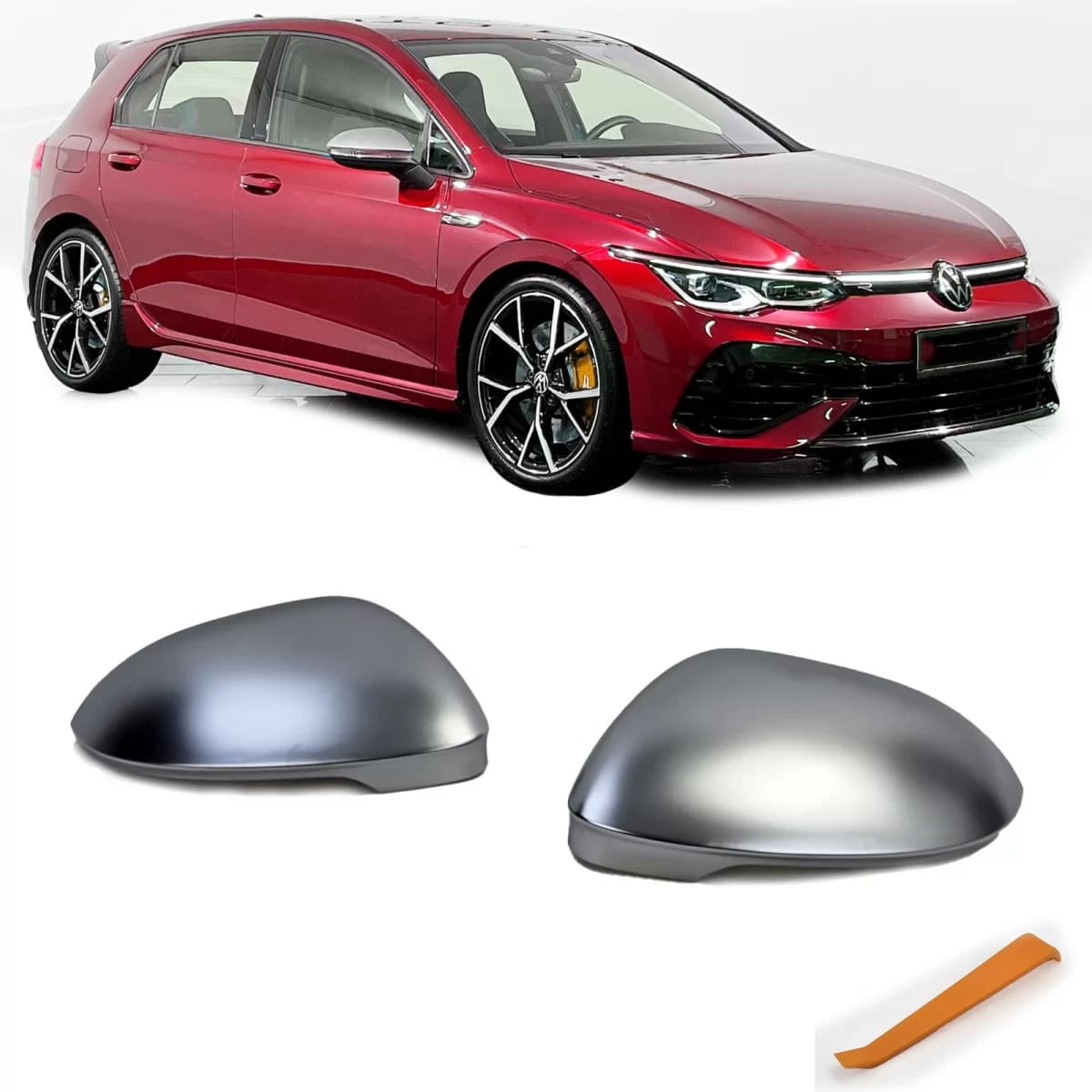 Mirror caps silver matte for replacement for VW Golf 8 + ID.3 with lane assist
