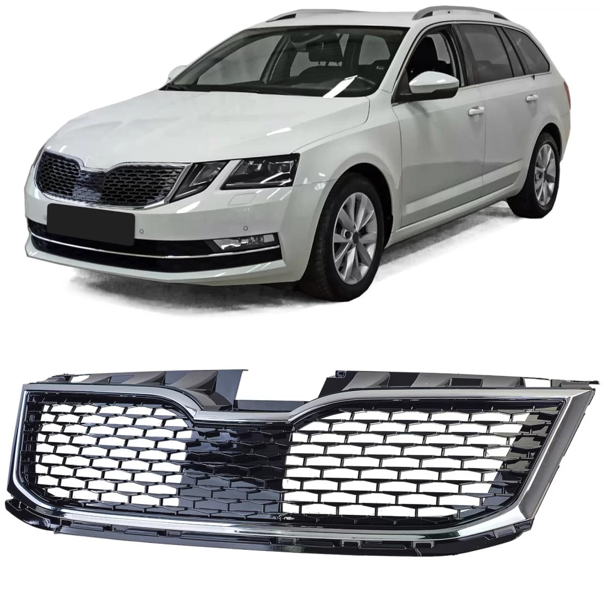 Sport grille black chrome fits for Skoda Octavia 5E Facelift 17-20