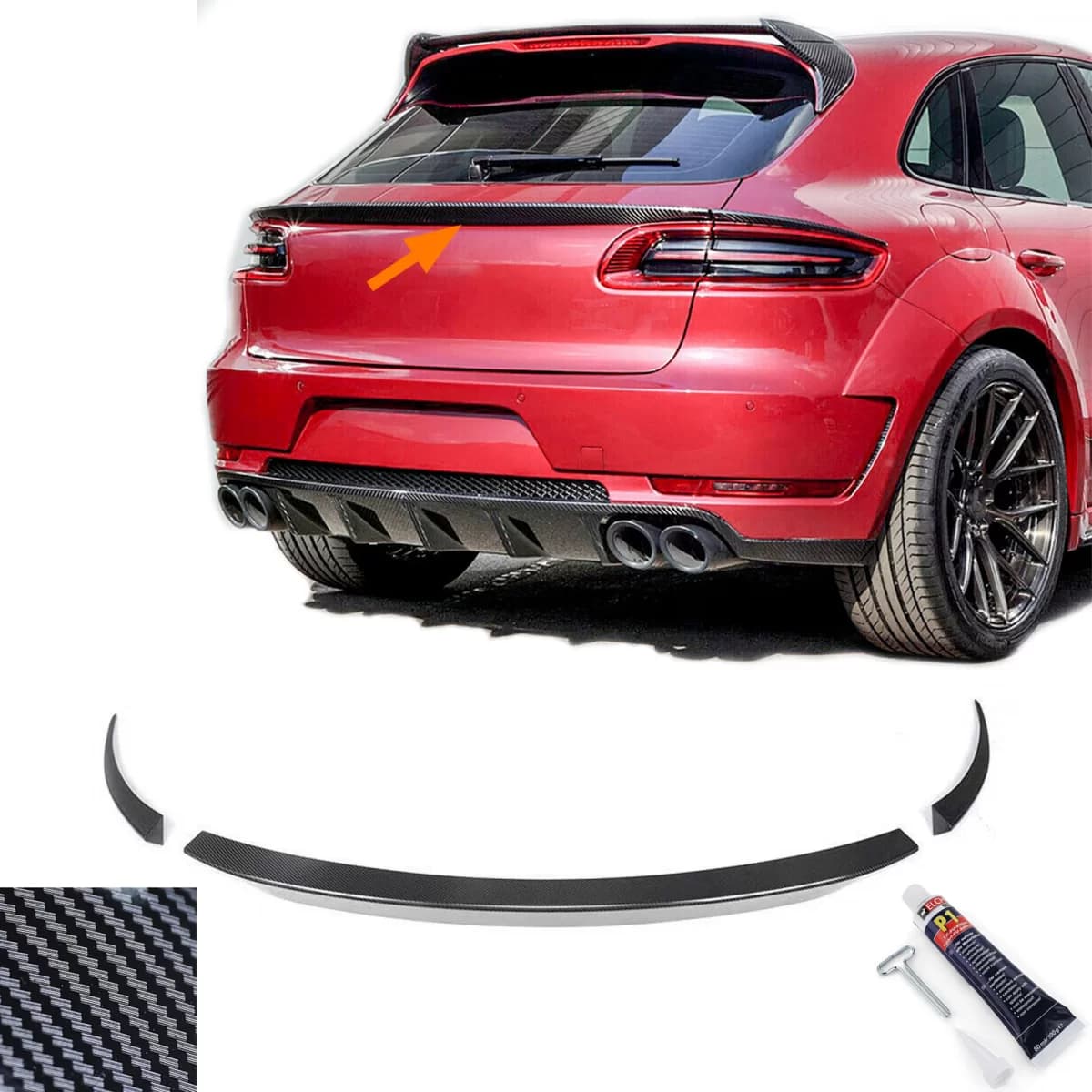 Real carbon rear spoiler performance lip suitable for Porsche Macan 2014-2018