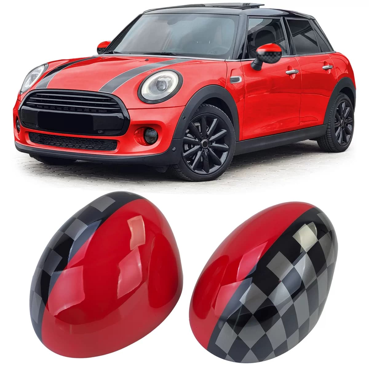 Mirror caps Performance Red Black fits for Mini F54 F55 F56 F57 13-18