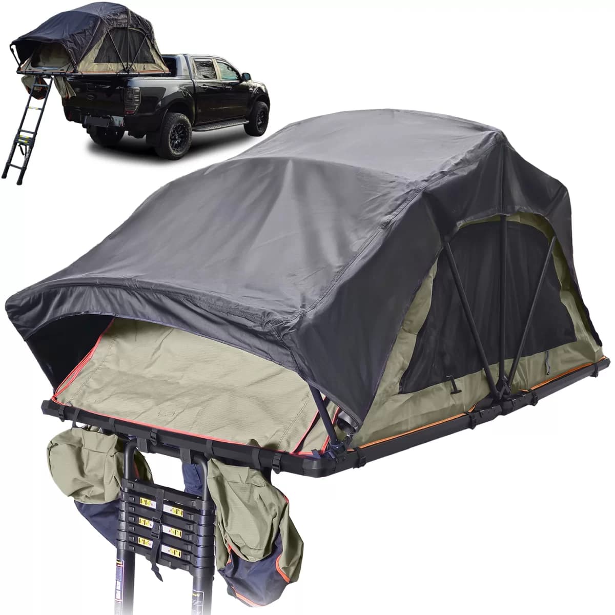 RAMROXX® Folding Roof Tent Explorer for 2-3 People – lightweight, comfortable + robust