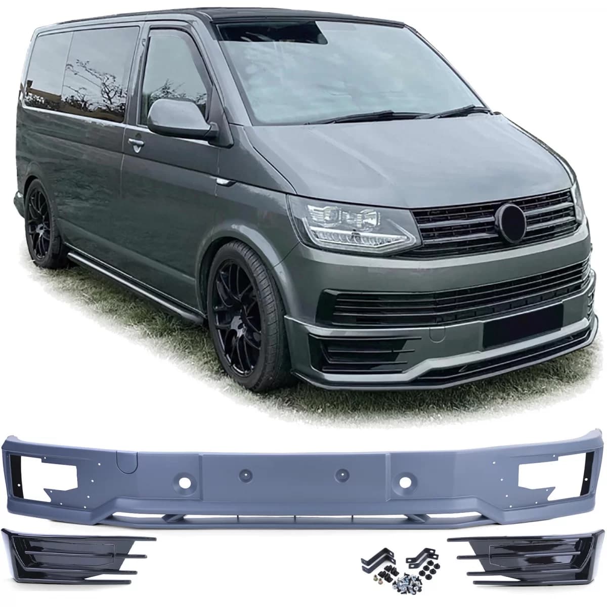 Front spoiler bumper Sportline look for VW T6 Bus Transporter 15-19