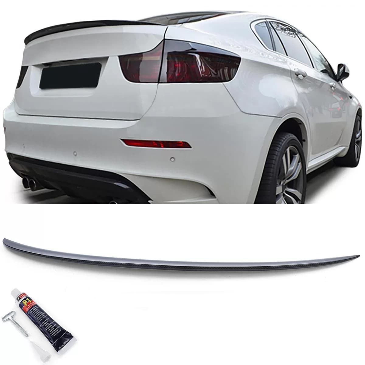 Rear spoiler lip Performance carbon look with ABE fits BMW X6 E71 2008-2014