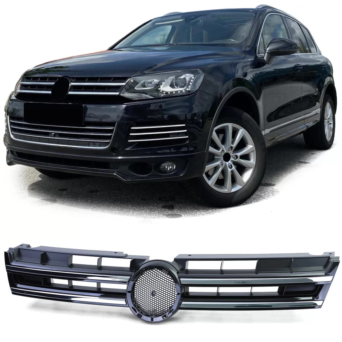 Radiator Grille Black Chrome for VW Touareg 2 7P Pre-facelift 10-14