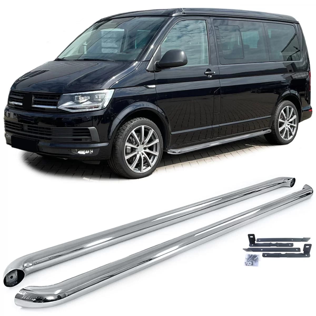Side bars sill protection polished stainless steel for VW T5 T6 T6.1 short wheelbase