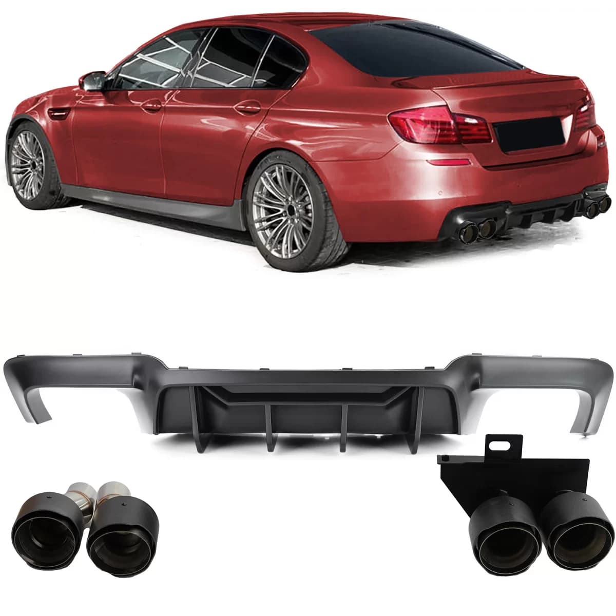 Rear diffuser conversion + carbon tailpipes fits BMW F10 F11 520 523 525 528 530
