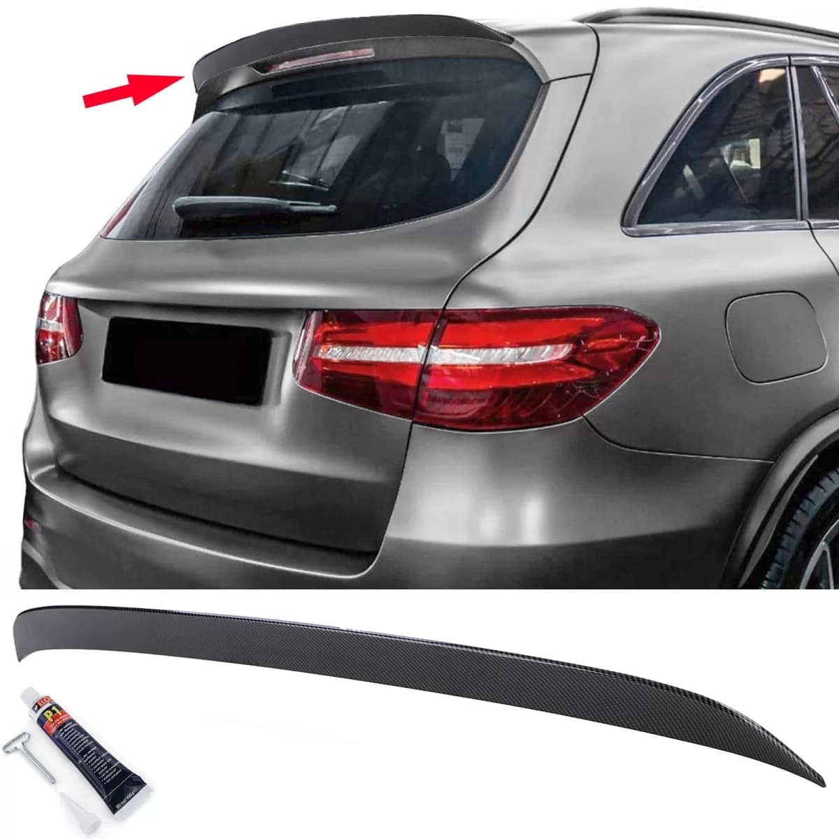 Roof rear spoiler lip carbon look fits for Mercedes GLC X253 SUV 2015-2022