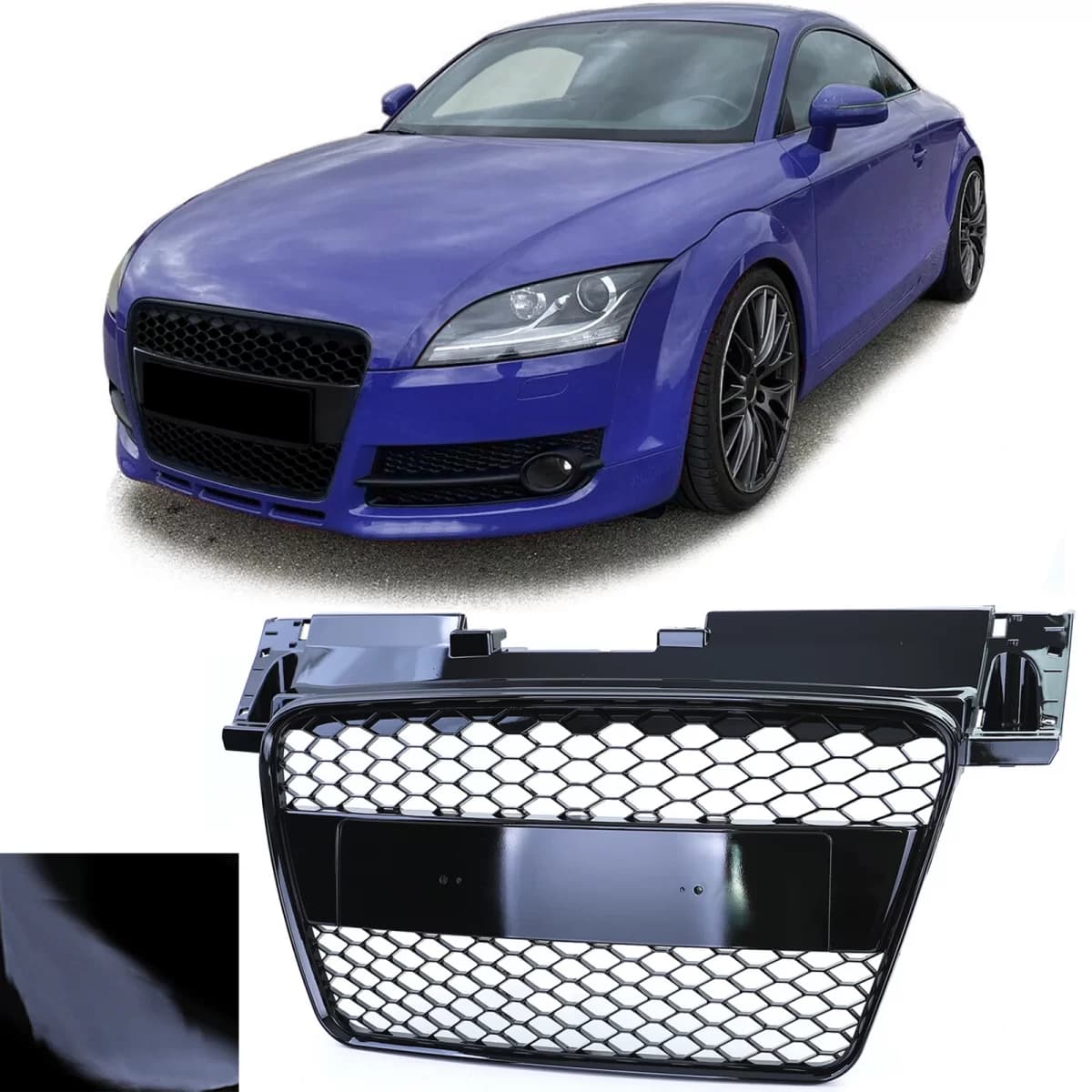 Honeycomb radiator grille without emblem glossy black for Audi TT 8J pre-facelift 06-10