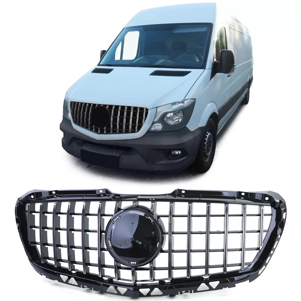 Sport grille black gloss chrome for Mercedes Sprinter W906 Facelift 13-18