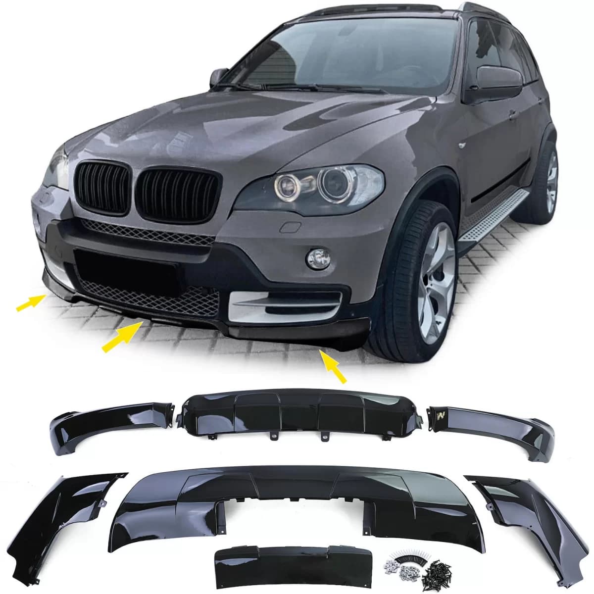 Performance body kit set front rear black gloss fits for BMW X5 E70 07-10