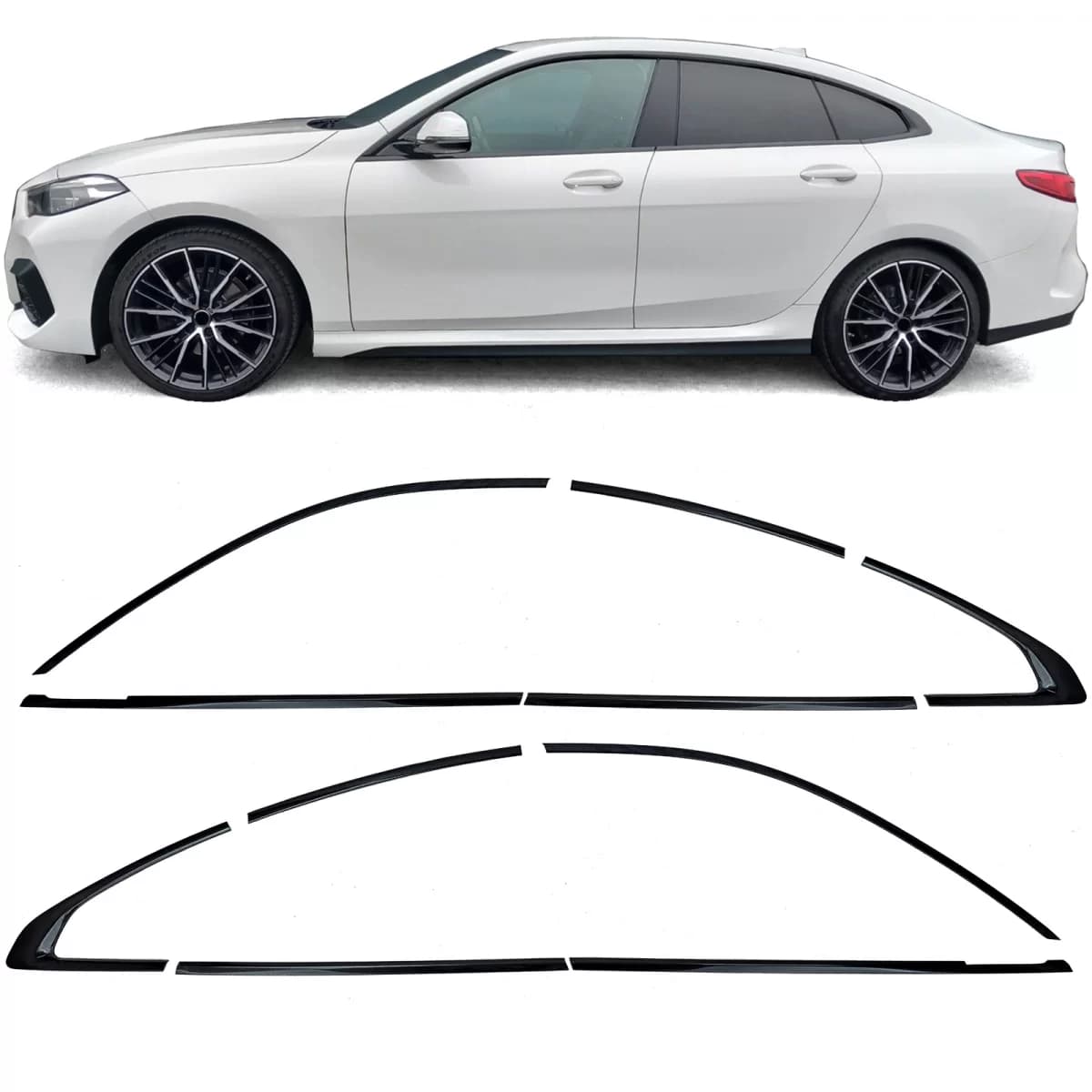 Shadow Line trim set gloss black fits for 2 Series BMW F44 Gran Coupe