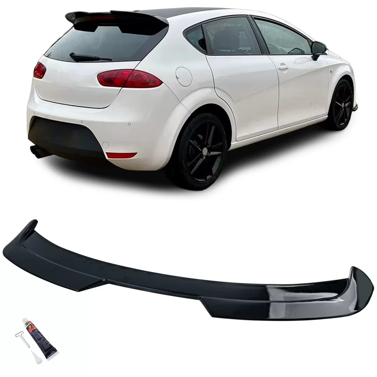 Roof Rear Spoiler Racing Lip Gloss Black for Seat Leon 1P Facelift 2009-2012